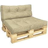 VOUNOT Palettenkissen Set für Indoor und Outdoor, Palettenpolster Wasserdicht Palettensofa, Sitzkissen 120x80, Rückenkissen 120x40, Beige