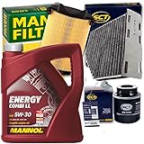 Filter-Set + MANNOL 5W30 Öl für 1.2 + 1.4 TSI TFSI A3 Passat Golf 6 Caddy