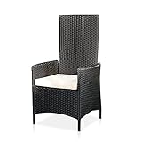 Melko Relaxsessel Polyrattan Gartensessel, ca. 62 x 57 x 111 cm, verstellbar, wetterfest, inkl. Sitzkissen, Schwarz