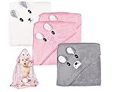 Forhome 3Pack Baby Handtücher Kapuze,80X80 cm Babybadetücher, Kapuzenhandtuch Baby,Baby Badetuch Babyhandtuch Mit Kapuze,Niedliches Baby-Kapuzenhandtuch Mit Muster Unisex 0-5 Jahre (B)