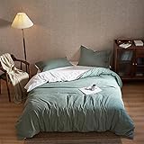 MILDLY Bettwäsche 155x220 Baumwolle - Renforce Bettwäsche im „Stone Washed“ - ÖkoTex Zertifiziert & für Allergiker geeignet - 1 Bezüge für Bettdecken & 1 Kissen | Salbei Grün