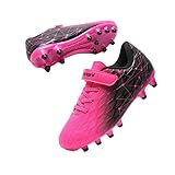 Hanani Fußballschuhe Kinder FG/AG Fussballschuhe Footballschuhe Jungen Mädchen Kids Kunstrasen Trainingsschuhe Soccer Schuhe Sportschueh Teens draußen Hallenfußball Indoor Outdoor Unisex Rosa EU34