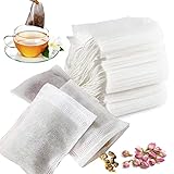 200 Pcs Teebeutel Leere 9x7cm Teefilterbeutel Einweg Teebeutel Losen Tee Aus Vliesstoff mit Kordelzug Feine Teebeutel für Losen Tee, Dufttee, Kaffee (Weiß)