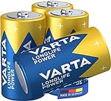 VARTA Batterien C Baby, 4 Stück, Longlife Power, Alkaline, 1,5V, ideal für Spielzeug, Funkmaus, Taschenlampen, Made in Germany