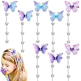 WLLHYF 8 Stück Schmetterling Quaste Haarspangen bewegliche Stoff Schmetterling Haarnadel mit abnehmbarer Quaste niedlichen Strass Pins Seite Clip Haarspangen Zubehör für Frauen Mädchen(Stil 1)