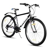Hiland Mountainbike 24 Zoll für Jugendliche & Erwachsene, 18-Gang Fahrrad mit Doppel-V-Bremse, High Carbon Stahlrahmen MTB Fahrrad für Jugend Frauen Männer, Schwarz