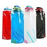 RISAKOGO 700ml Faltbare Trinkflasche, 4er Faltbare Wasserflasche Wiederverwendbare Trinkflasche Festival für das Wandern, Abenteuer,Reisen