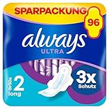 Always Ultra Binden Damen Gr. 2, Long, 96 Damenbinden mit Flügeln (3 x 32 Stück) Multipack, ultradünn und super absorbierend