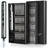 Mini Elektro Schraubendreher Set, 72 in 1 Präzisions Elektrischer Schraubendreher mit 64 Magnetischen Bits, 5 Drehmomenteinstellungen, 4 LED-Leuchten, für Präzisionsarbeit Telefon Uhr Kamera
