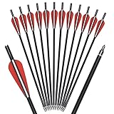 ELONG OUTDOOR Archery Armbrustbolzen 12 Zoll Fiberglas-Armbrustpfeile mit Flacher Nocke ersetzt Pfeilspitzen für die Outdoor-Jagd (12 Stück)