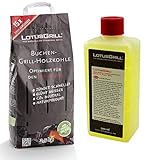 LotusGrill Buchenholzkohle 2,5 kg Sack inkl. LotusGrill Brennpaste 500 ml, beides entwickelt für raucharmes Grillen mit dem LotusGrill