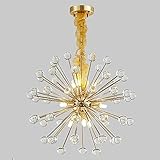 SIBEG Moderner Sputnik-Kronleuchter mit 12 Lichtern, Feuerwerk, Pendelleuchte, K9-Kristall-Deckenleuchte für Schlafzimmer, Wohnzimmer, Esszimmer, Küche, Inselbeleuchtung, 9 Lichter