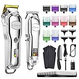 Hatteker Haarschneidemaschine Profi Haartrimmer Bartschneider Barttrimmer Rasierer Herren Elektrisch Barber IPX7 Wasserdichter T-Blade Trimmer USB Wiederaufladbar