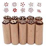 Sixfolo 10 Stück Stempel für Ton und Keramik Holzstempel zum Töpfern Runde Holzstempel Ton Naturholz keramik Werkzeuge Stempel mit Verschiedenen Mustern für DIYTon, Keramik und Scrapbooking(5x1.5cm)