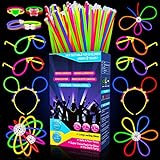 Millegu Knicklichter Party Set,100 Stück Leuchtstäbe 130 Verbinder,Neon Knicklichter Ketten und Leuchtbrillen für Kinder, Deko für Festival Hochzeiten Weihnacht Party Silvester Deko 2024