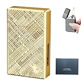 Flip Sound Sprachaktiviertes Kerosinfeuerzeug Ölelektrisch 2 in 1 Lichtbogen Weiche Flamme Handgeschnitzte Geschenke for Männer(Gold 3)