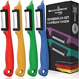 Schwertkrone Obstschäler Pendelschäler Gemüseschäler Sparschäler/Solingen Germany Rechts- und Linkshänder bunt gemischt Set - 4 Stück - Zufällige Farbe