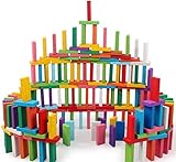 YIQI 120 Stück Holz Domino Block Set Kinder früh pädagogisches Bauspaß Domino-Rennspiel-Spielzeug Geburtstag Geschenk für Kinder Jungen Mädchen