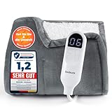BEDSURE Heizdecke mit Abschaltautomatik Wärmedecke Geschenke für Frauen Weihnachten für Mama, Elektrische Kuscheldecke mit 6 Heizstufen & 10 Stunden Timer, 130x180cm, Grau