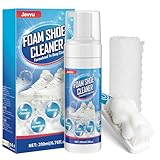 Jevvu Sneaker Reiniger Set 200 ml – Schuhputzset mit Schuhbürste & Mikrofasertuch für weiße Sneaker & Schuhe – Schuhreiniger für Leder, Stoff, PU & Canvas
