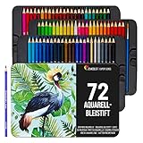 Zenacolor Aquarellstifte set 72 Stifte Aquarell Malstifte für Erwachsene und Kinder Wasservermalbar - Watercolor Pencils Metal Case