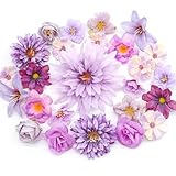 MOTONG 30 Stück Kunstblumen-Blumen Deko, Kunstblumen Deko Seidenblumen Dekoblumen Kopfzeile for Home Decor Brautstrauß Tortendeko Blumen Lila deko Hochzeitsdeko Tisch Party Valentinstag Muttertag