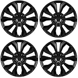 AutoBeeDen 4er-Pack Universal Radkappen für 16 Zoll Räder, 16' Radzierblenden, Radblenden (Schwarz, 16 Zoll)