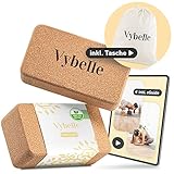 Vybelle® Yoga Block 2er Set Kork [100% Klimaneutral] INKL. Tragetasche und E-Book - Ergonomischer & hochwertiger Naturkork Yogablock - Yoga Klötze Yoga Klotz Yogablöcke für Pilates