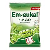 Em-eukal Klassisch Hustenbonbon zuckerfrei 75g – Der Klassiker mit Eukalyptusöl und Menthol sorgt für den ganz besonderen Geschmack – Höchste Premiumqualität (1 x 75g)