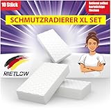 Rietlow® Schmutzradierer Wand 10er Set - Universal Zauberschwamm mit zweifacher Dichte und verbesserter Oberflächenstruktur - Radierschwamm für weiße Wände, Tapeten, Schuhe und Böden - Magic Eraser