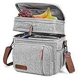 MIYCOO Kühltasche Lunchtasche für Männer und Frauen - Doppeldecker Lunchtasche, Mittagessen Tasche - Auslaufsichere Picknicktasche für Erwachsene für Campen, Picknick, Grillfest, Büro