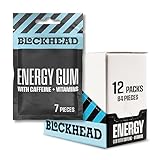 Blockhead | Energy Gum mit Pfefferminz-Geschmack | 84 Stück I Koffein Kaugummi mit Vitaminen B1, B6 und B12 und Niacin | Zuckerfrei | Kalorienfrei