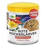 EWL Naturprodukte Rote Mückenlarven getrocknet 250ml (30g) Mückenlarven Fischfutter, Fischfutter Aquarium, geprüfte Qualität von deutschem Anbieter