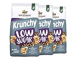 Barnhouse Krunchy Low Sugar Plain Grain, zuckerarmes Bio Hafer-Knuspermüsli aus Bayern, Basis-Sorte, 3 x 375g