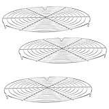 JIEHIN 3er Set 30 cm Abkühlgitter Rund Edelstahl, Rund Kuchengitter Auskühlgitter, Drahtgestell Kühlgitter Backgitter zum Abkühlen, Backen, Braten, Grillen