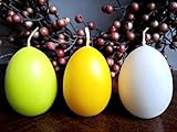 Formkerze Eikerzen Ostereier 3er Set in Pastell Farben grün, gelb, weiß, Osterkranz Osterdeko Osterkerze