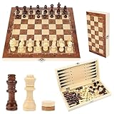 Schachspiel, 3 in 1 Schachspiel Holz, Einklappbar Reiseschach Spiel für Kinder,Tragbares Schachspiel Chess Set für Familie Party Reisen - 29x29cm