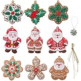 Getyjoe 9 Stück Weihnachtsbaumschmuck Lebkuchen, Lebkuchenmann Anhänger, Lebkuchenmann Deko, mit 9pcs Schnur, für Weihnachtsbaumdekoration Weihnachtsdeko