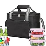 15L Kühltasche, Klein Picknicktasche Lunchtasche Isoliertasche Kühltasche Thermotasche Faltbare Lunch Bag Lunchbox für Büro Camping Picknick Reisen (schwarz)