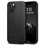 TENDLIN Kompatibel mit iPhone 13 mini Hülle, Leder und TPU Silikon Hybrid Handyhülle (Schwarz)