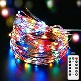 ZEEFO Bunt 10m 100 Leds Lichterkette Batterie außen Lichterketten für Weihnachten, Schlafzimmer, Party, Hochzeit