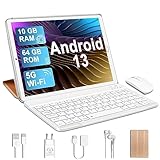 YESTEL Tablet 10 Zoll Android 13, 10GB RAM+64GB ROM (Erweiterbar auf 1TB), 5G Wi-Fi Tablet mit Tastatur und Maus, Octa-Core, 6000mAh,Bluetooth 5.0, Möglichkeit, Widgets hinzuzufügen, Gold