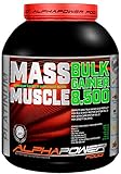 ALPHAPOWER FOOD Maas - Whey, Muscle Weight Gainer I Mega, Muskelmasse & Muskelaufbau - Protein - Eiweiß, Kohlenhydrate – Pulver - Shake für Hardgainer, 2kg Erdbeere + Creatin, Bcaa, MCT Öl