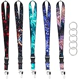 LBING Schlüsselband Lanyard Umhängeband 5 PCS Schlüsselbänder mit Schlüsselbund für Kartenhuellen Kinder Eltern Ausweise Handy Schlüssel Autoschlüssel Kamera Gurt, Nylon, Mehrfarbig