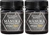 Settlers Manuka Honig MGO 100+ - produziert und abgefüllt in Neuseeland - 250g - zertifiziert und 100% purer Manuka Honig (Packung mit 2)