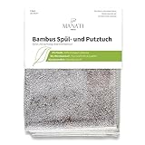 MANATI Interior Bambus Spültuch und Putztuch (6er Set) │ Mikrofasertuch aus 100% Bambus, saugstark, waschbar & biologisch abbaubar │ Spülschwamm Spültücher Putztücher Mikrofasertücher (Grau)