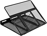 Amazon Basics Belüfteter, verstellbarer, ergonomischer Laptopständer, passend für ein Notebook bis 43,9 cm (17,3 Zoll), 33 x 28.7 x 18.5 cm, Schwarz