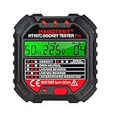 Kedelak GFCI-Steckdosentester mit Spannungsanzeige 90-250 V Steckdosentester Automatischer Stromkreis Polaritätsspannungsdetektor Breaker Finder HT107D