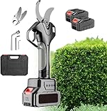 Akku Astschere Elektrische Gartenschere,Elektrische Bypass Gartenschere,21V Rebschere, Baumschere, Rosenschere Für Gartenbäume Und Obstbäume(2Battery)