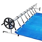 UISEBRT Pool Aufroller Mobiles Aufrollsysteme 3m - 5,70m für Poolfolien, Aufrollvorrichtung Poolfolienaufroller mit Befestigungsbändern & Rädern, Aufrollsystem für Solarplanen & Abdeckungen